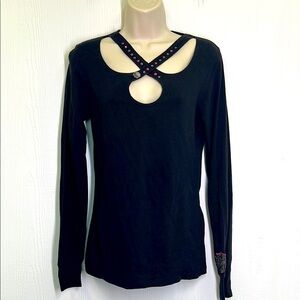 Harley Davidson - Keyhole Bedazzled Savannah GA Harley Long Sleeve T Shirt Sm